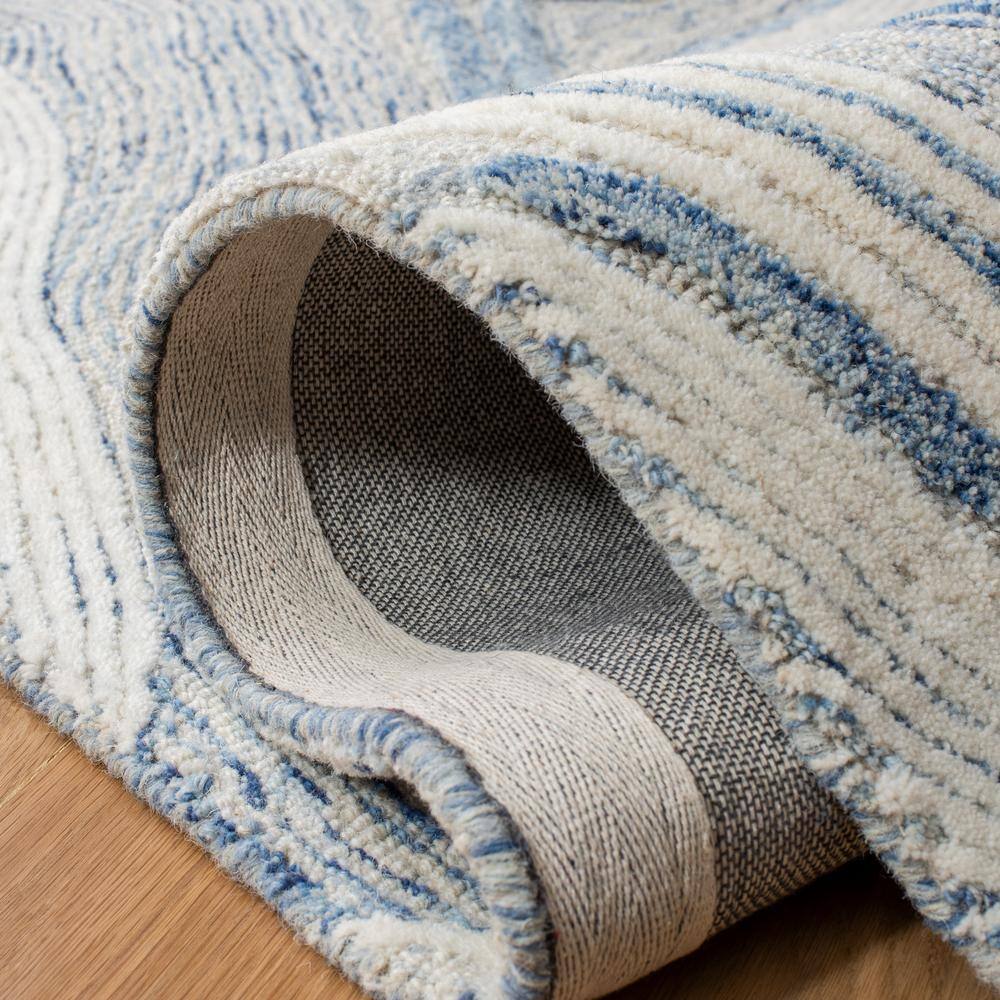 Art Deco Inspired Hand-Tufted Wool Area Rug in Vivid Blue