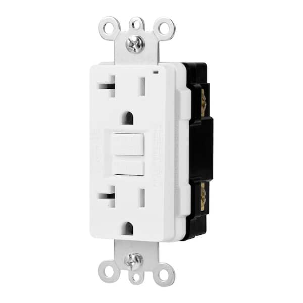 GE 20 Amp Ground Fault Receptacle with No Wall Plate, White