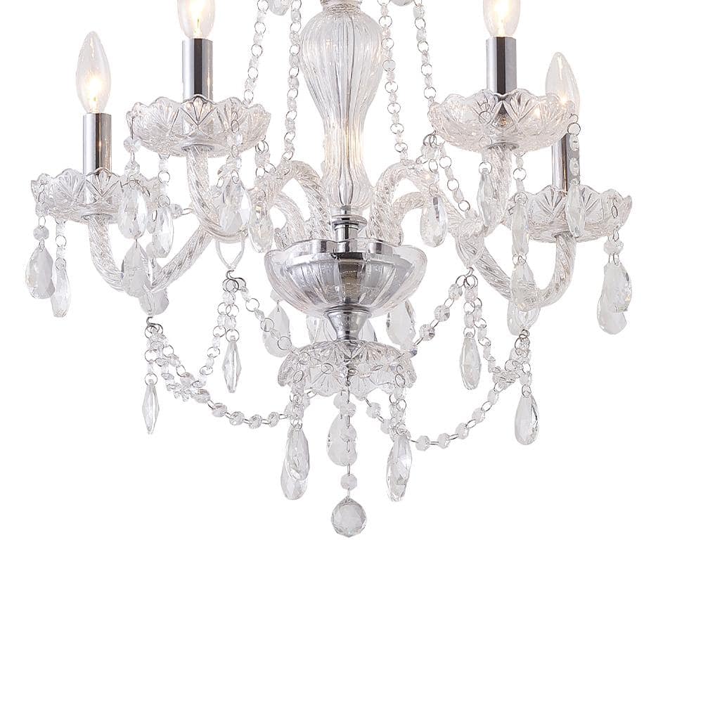 Chrome and Crystal 5-Light Candle Chandelier with Adjustable Chain