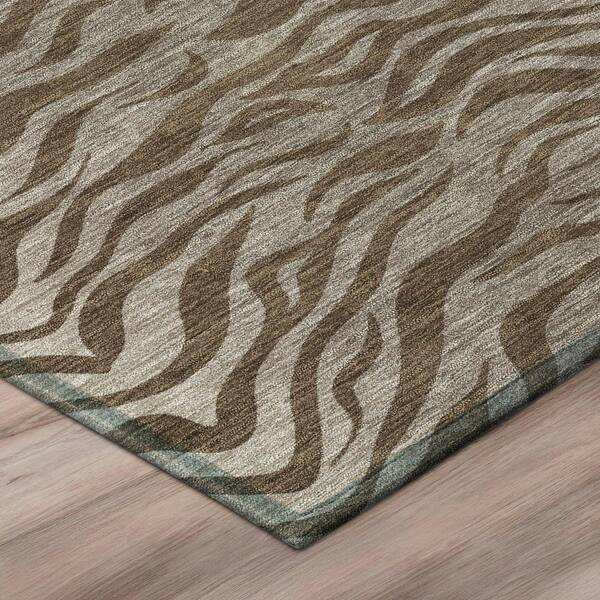 Chantille Machine Washable Indoor/Outdoor Abstract ACN2925 Chocolate 10 ft. x 14 ft. Area Rug