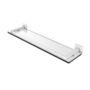 Montero Collection 22 in. Glass Shelf with Gallery Rail in Matte White
