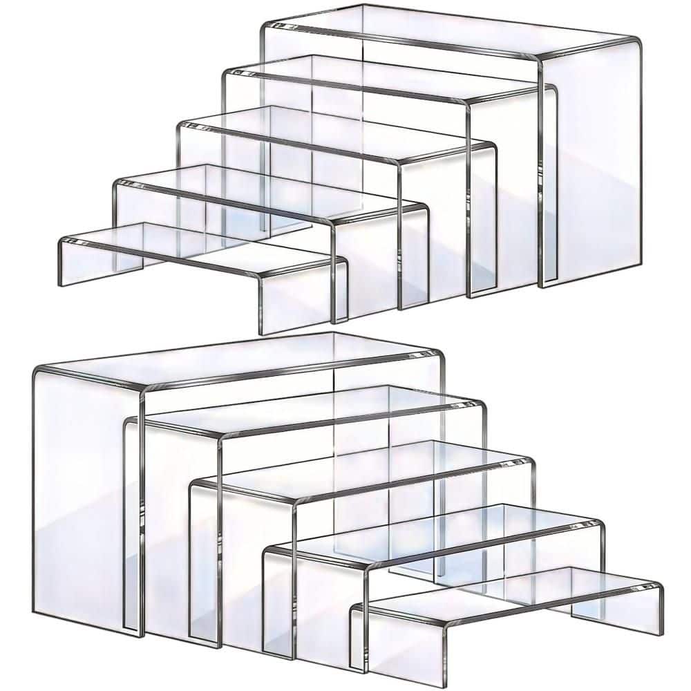 10-Tier Clear Acrylic Risers with Rectangular for Cake Stand, Decorating and Showcasing Cupcakes and Items (10-Pack) price history on PriceWatchPro