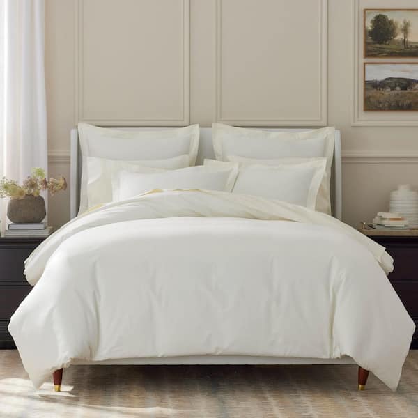 Legends Hotel Egyptian 4-Piece Cream Cotton Sateen Queen Sheet Set
