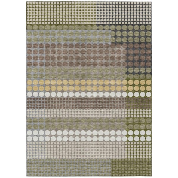 Chantille Machine Washable Indoor/Outdoor Abstract ACN2445 Olive 10 ft. x 14 ft. Area Rug