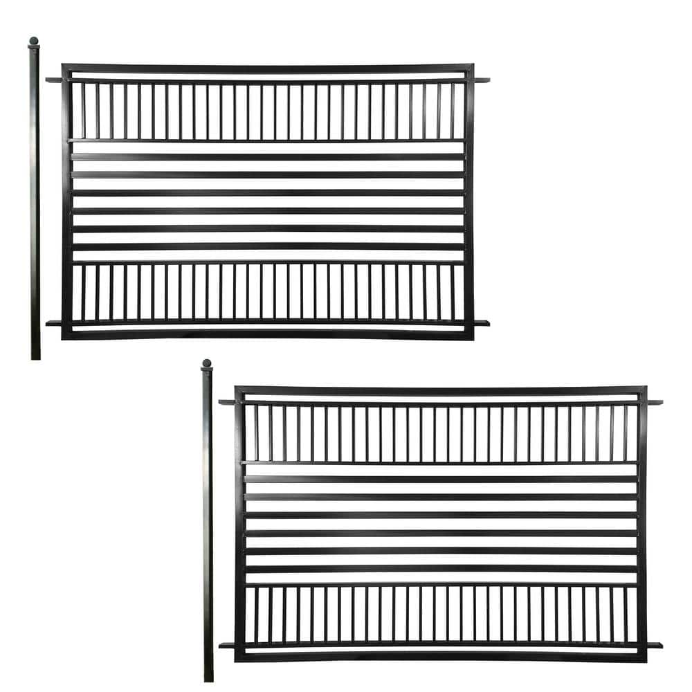 Barcelona Style Black Steel 16 ft Ornamental Fence Panels