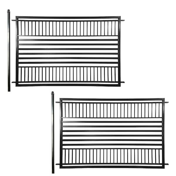 ALEKO 16 ft. x 5 ft. Barcelona Style Security Fence Panels Steel Fence Kit 2-Panel Gate Fence