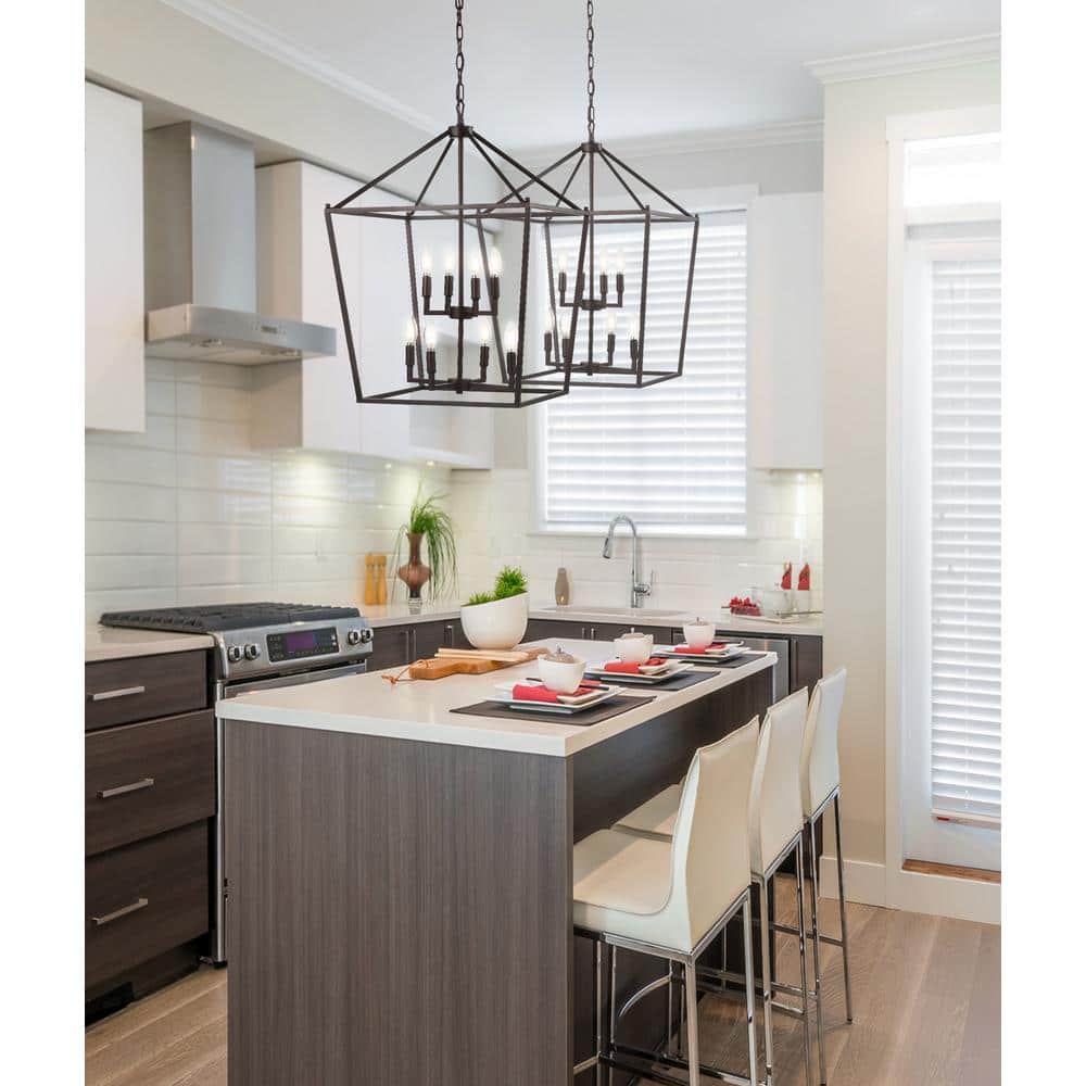 Pagoda 20" Oil-Rubbed Bronze LED Lantern Pendant with Adjustable Chain