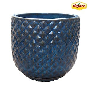 18 in. Blue Preston Ceramic Planter Decorative Pot