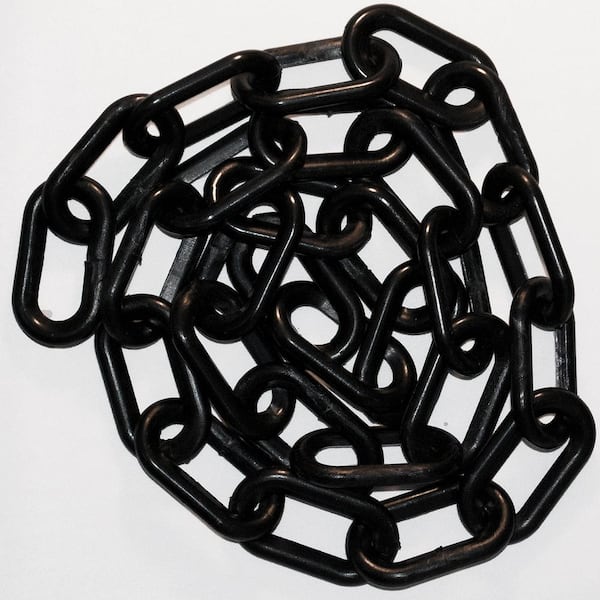 5', Black Plastic Chain 6mm Diameter 1 and 1/2 inch X 3/4 inch Links 