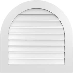 32 in. x 32 in. Round Top Surface Mount PVC Gable Vent: Functional with Standard Frame