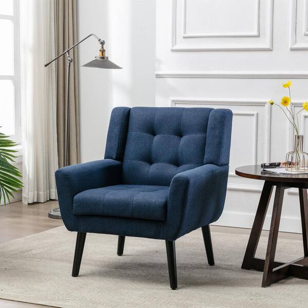 ATHMILE Modern Soft Blue Velvet Material Ergonomics Accent Chair