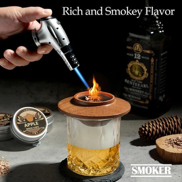 Lynzavix Whiskey Smoker Kit with Torch, 6 Flavors Wood Chips, 2