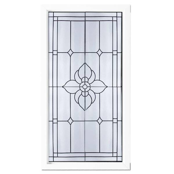 Unbranded Black Patina Caming Spring Flower PE Pattern Decorative Glass White Vinyl Fin Picture Window-DISCONTINUED