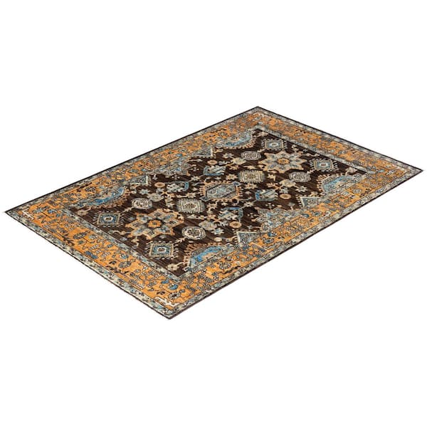 Serapi Brown 4 ft. x 6 ft. Tribal Wool Indoor Area Rug