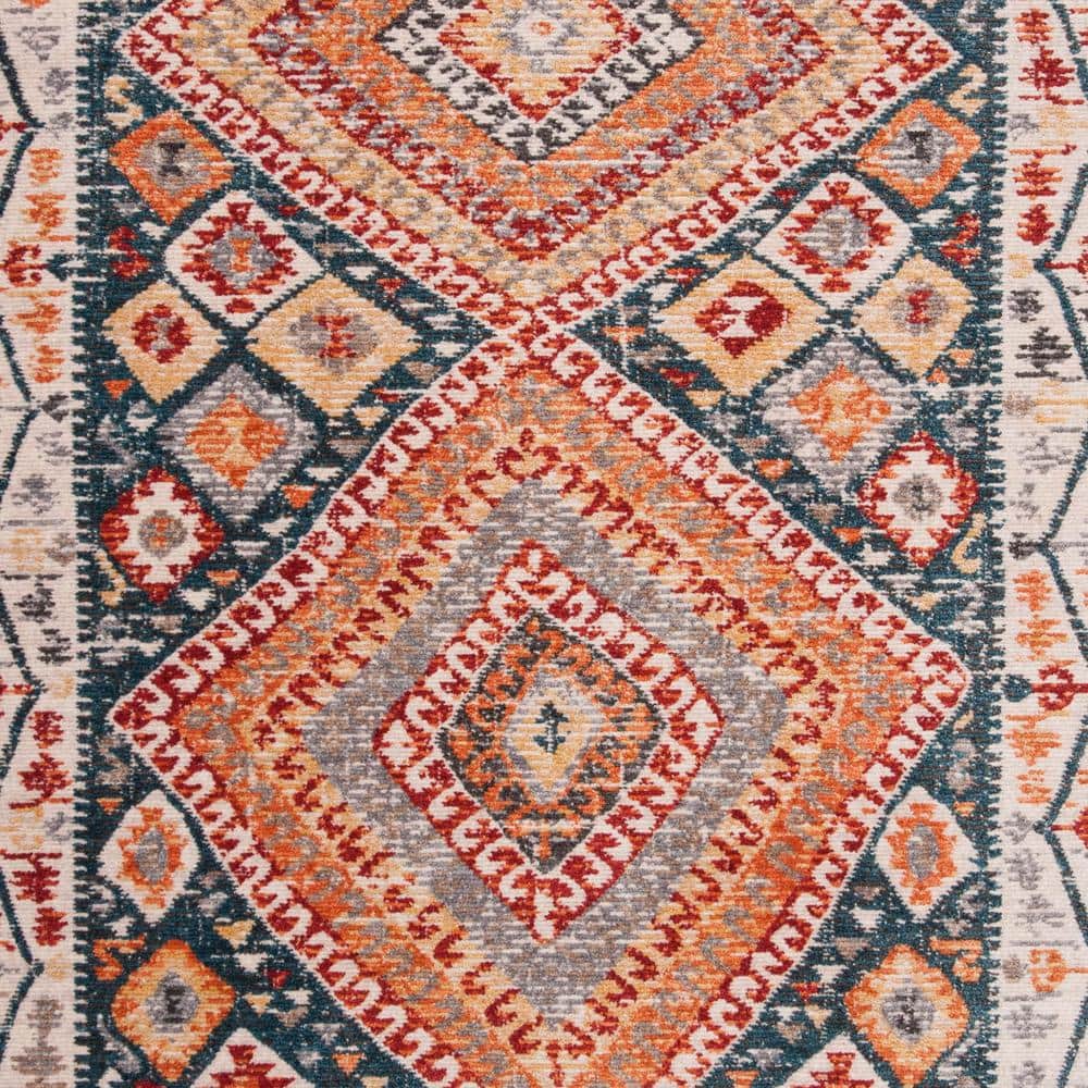 Handmade Blue Medallion Cotton Rectangular Rug 4' x 5'4"