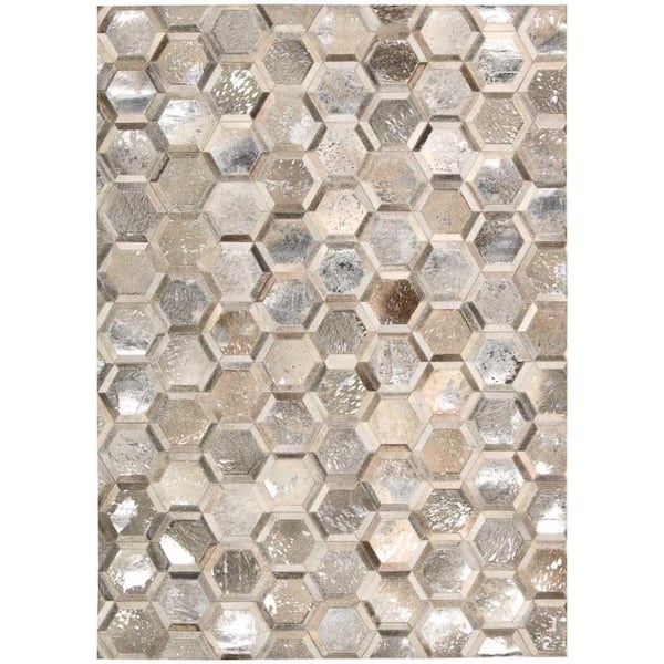 City Chic Silver 5 ft. x 8 ft. Geometric Contemporary Area Rug