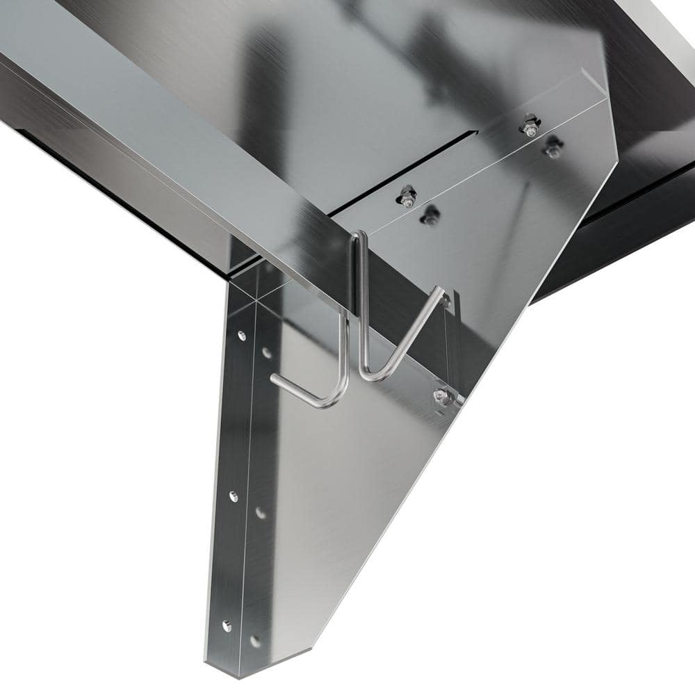 Heavy Duty Stainless Steel Wall Shelf with Pot Rack