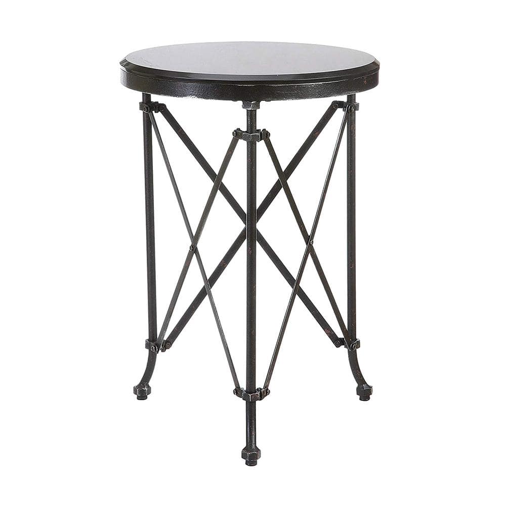 Storied Home Collected Notions Black Metal Side Table with Marble Top  DE7765 The Home Depot