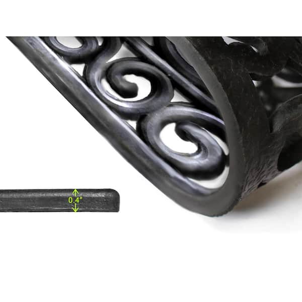 Moulded Trellis Half-round Rubber Nickel 18in. x 30in. Rubber Door Mat