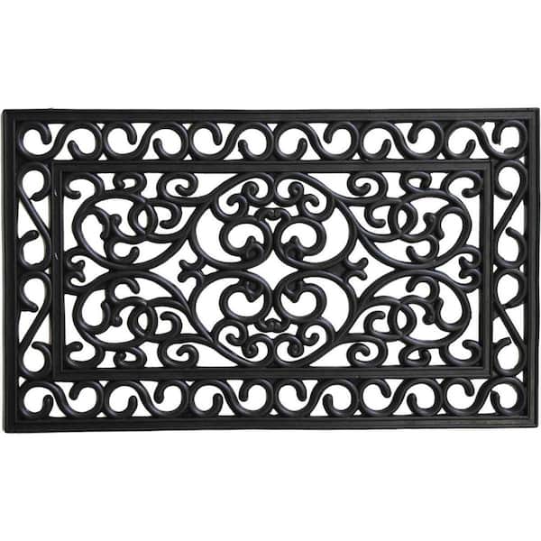 HomeRoots Black 30 in. x 18 in. Rubber Non-Slip Indoor/Outdoor Door Mat