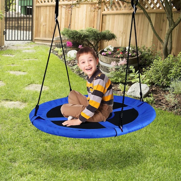 Goplus 40 Flying Saucer Tree Swing Indoor Outdoor Play Set Kids Christmas Gift Bluegreen - SP36638BL