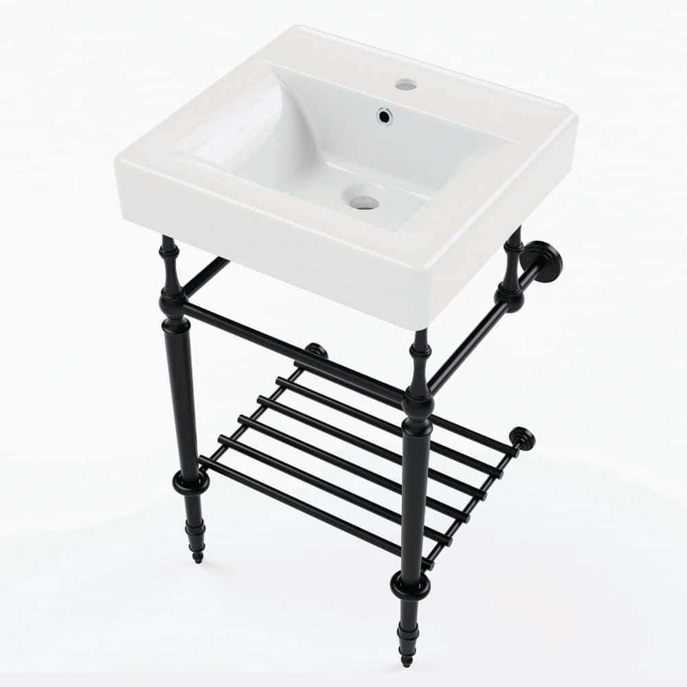 Edwardian 20 in. x 18 in. Console Sink Combo in White Ceramic/Matte Black with Legs price history on PriceWatchPro