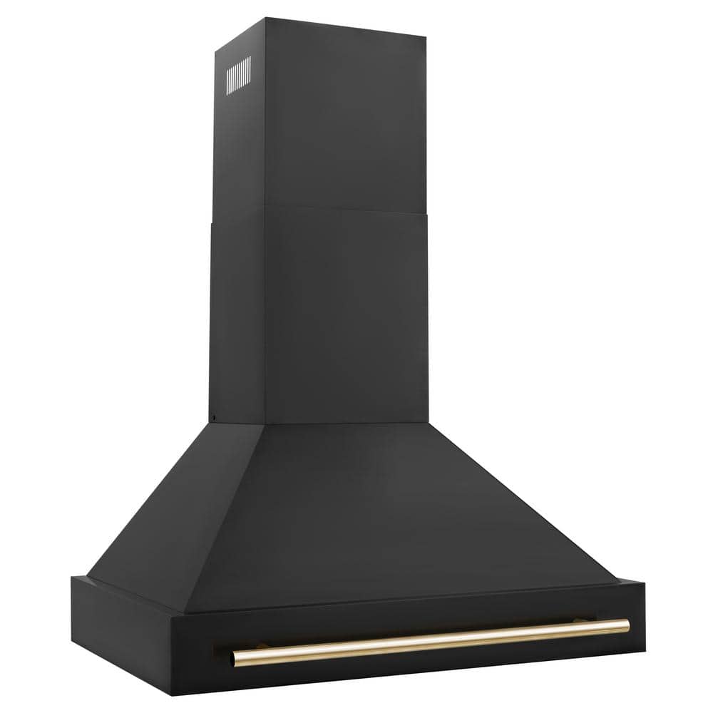 36" Black Stainless Steel Convertible Wall Mount Range Hood