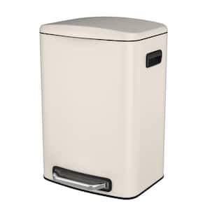 13 Gal. White Rectangular Foot Pedal Operated Soft Close Stainless Steel Trash Can with 30 Garbage Bags