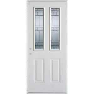 36 in. x 80 in. Architectural 2 Lite 2-Panel Painted White Steel Prehung Front Door