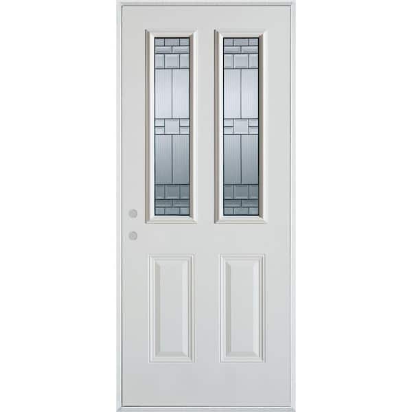 Stanley Doors 36 in. x 80 in. Architectural 2 Lite 2-Panel Painted White Steel Prehung Front Door