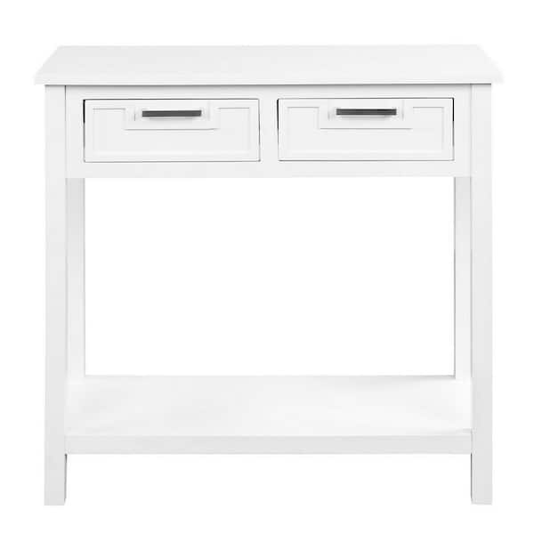 2-Drawers White Entryway Accent Storage Cabinet