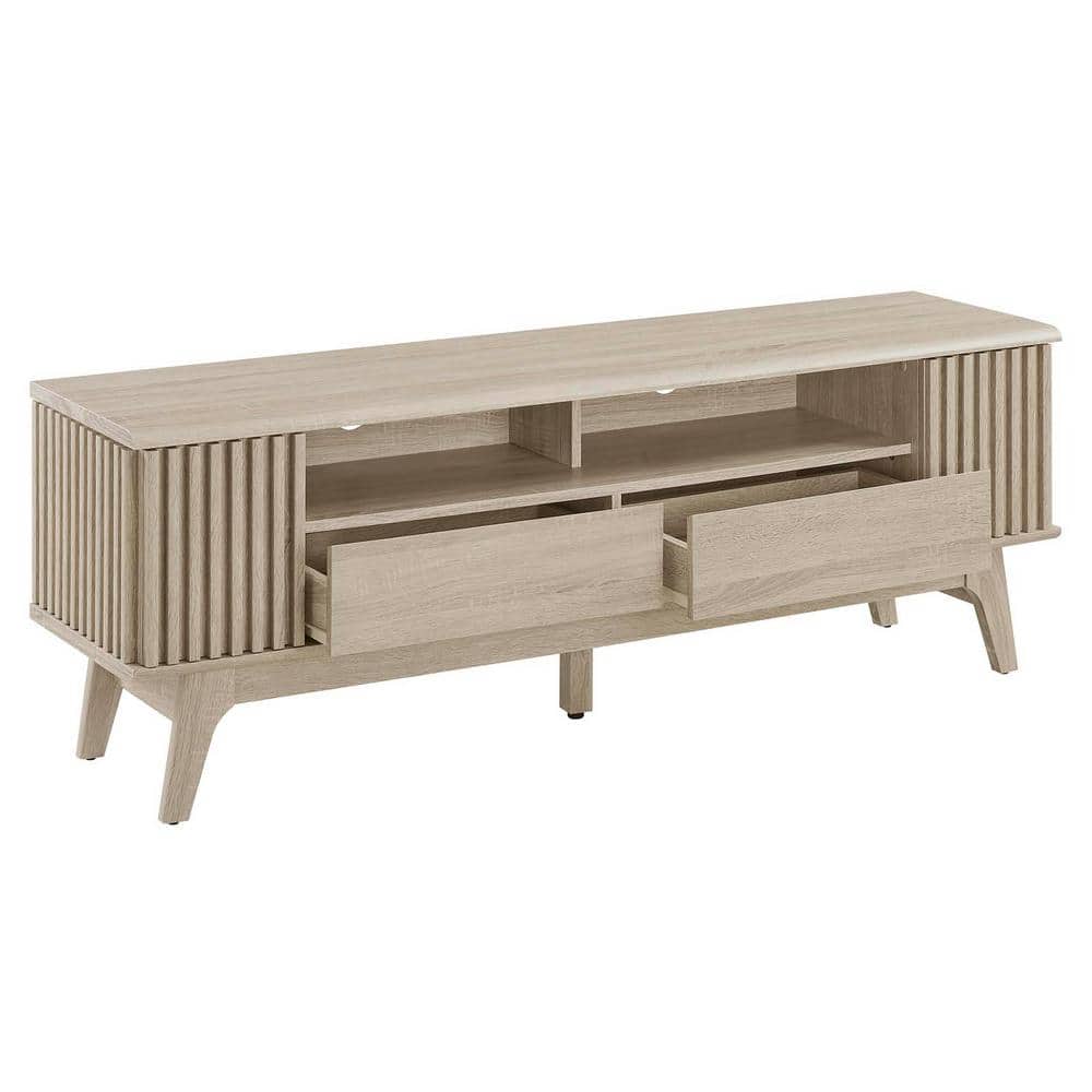 Eudora 60'' Light Oak Modern TV Stand with Cabinet