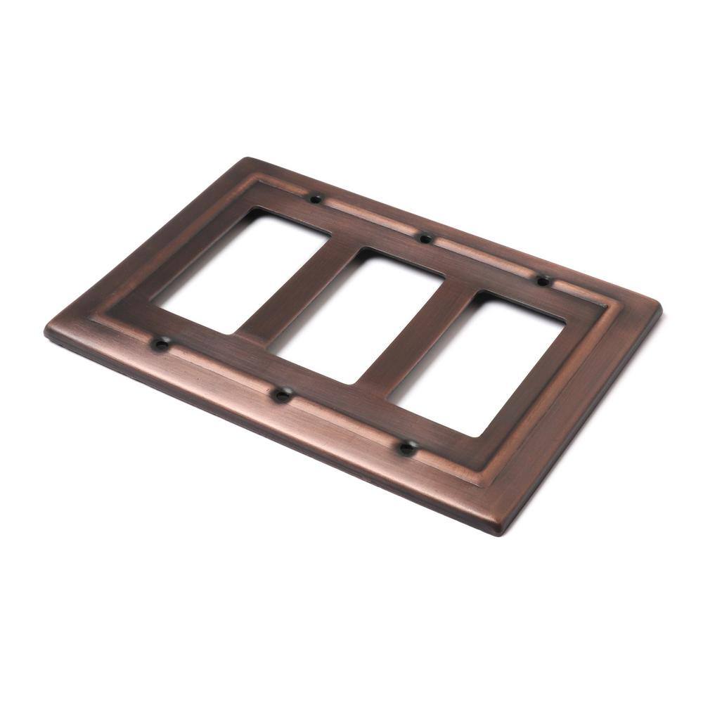 Architectural Antique Copper Finish 3-Gang Rocker Wall Plate