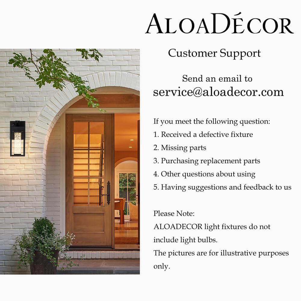 Matte Black Metal LED Outdoor Lantern Sconce with Seeded Glass