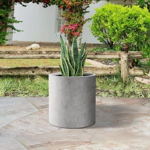 13 in. D Raw Concrete Outdoor planter, Flower pot, Modern Round Plant pot for Garden with Drainage Hole