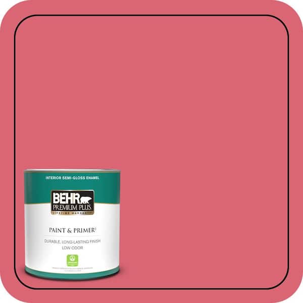 BEHR PREMIUM PLUS 1 qt. #P150-5A Strawberry Taffy Semi-Gloss Enamel Low Odor Interior Paint and Primer