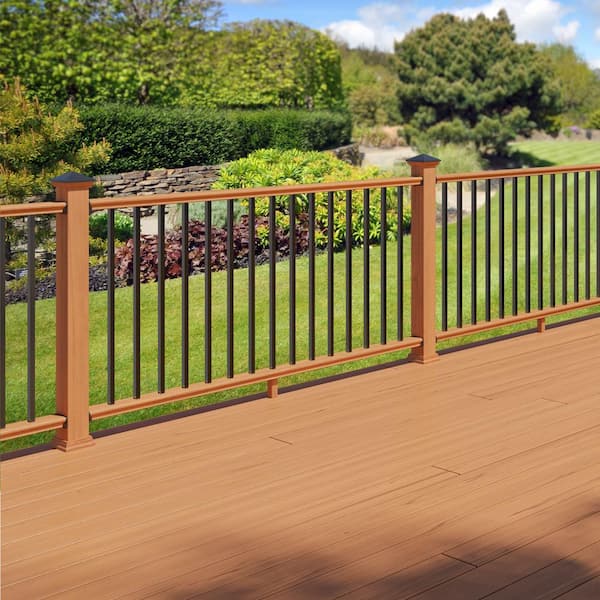 6 ft. Cedar-Tone Southern Yellow Pine Moulded Rail Kit with Aluminum Square Balusters