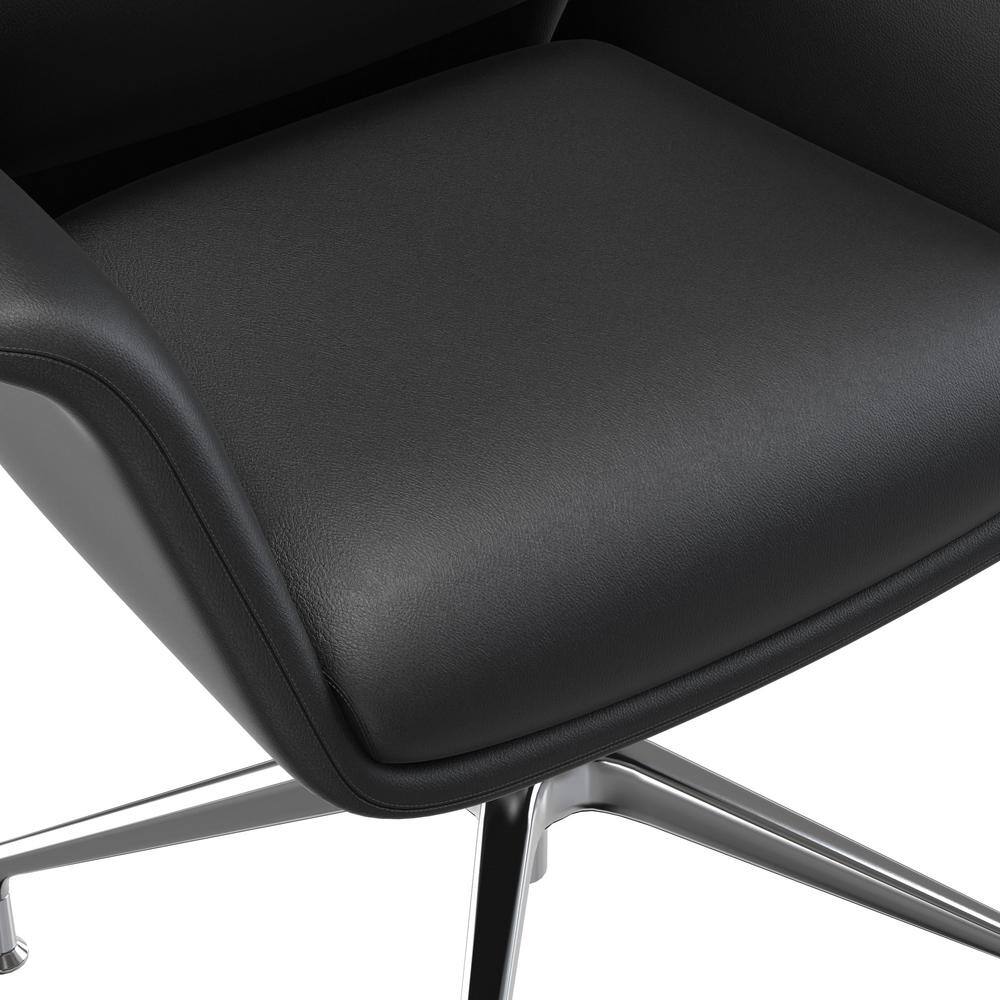 Summit Black Faux Leather Swivel Office Chair with Aluminum Frame