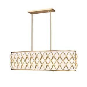 Harden 10-Light Modern Gold Chandelier with White Fabric Shades