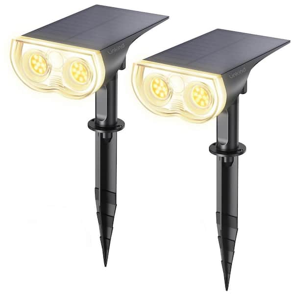 Angel Sar 30% Conversion Rate 6500K Waterproof Dusk-to-Dawn Landscape Solar Spotlights for Patio Garden Yard, Warm White (2-Pack)