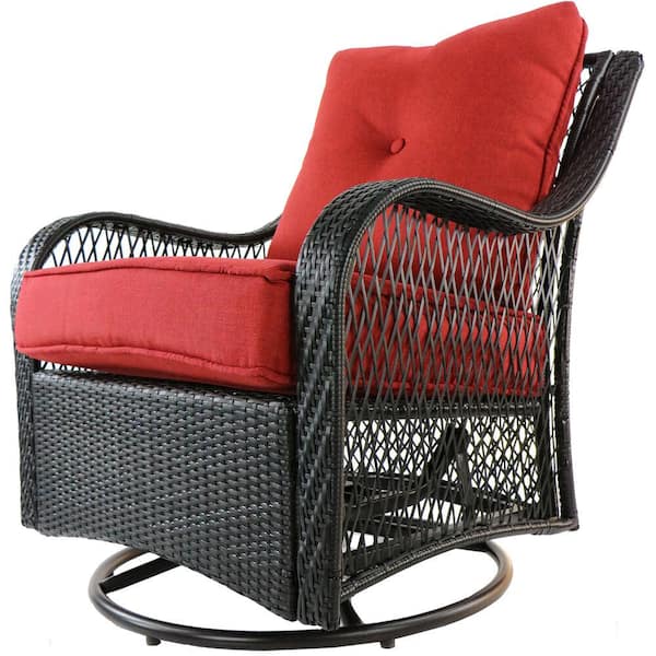 Woven Steel Patio Fire Pit Seating Set, 4 Piece Patio Furniture Conversation Set Wicker With Swivel Chairs