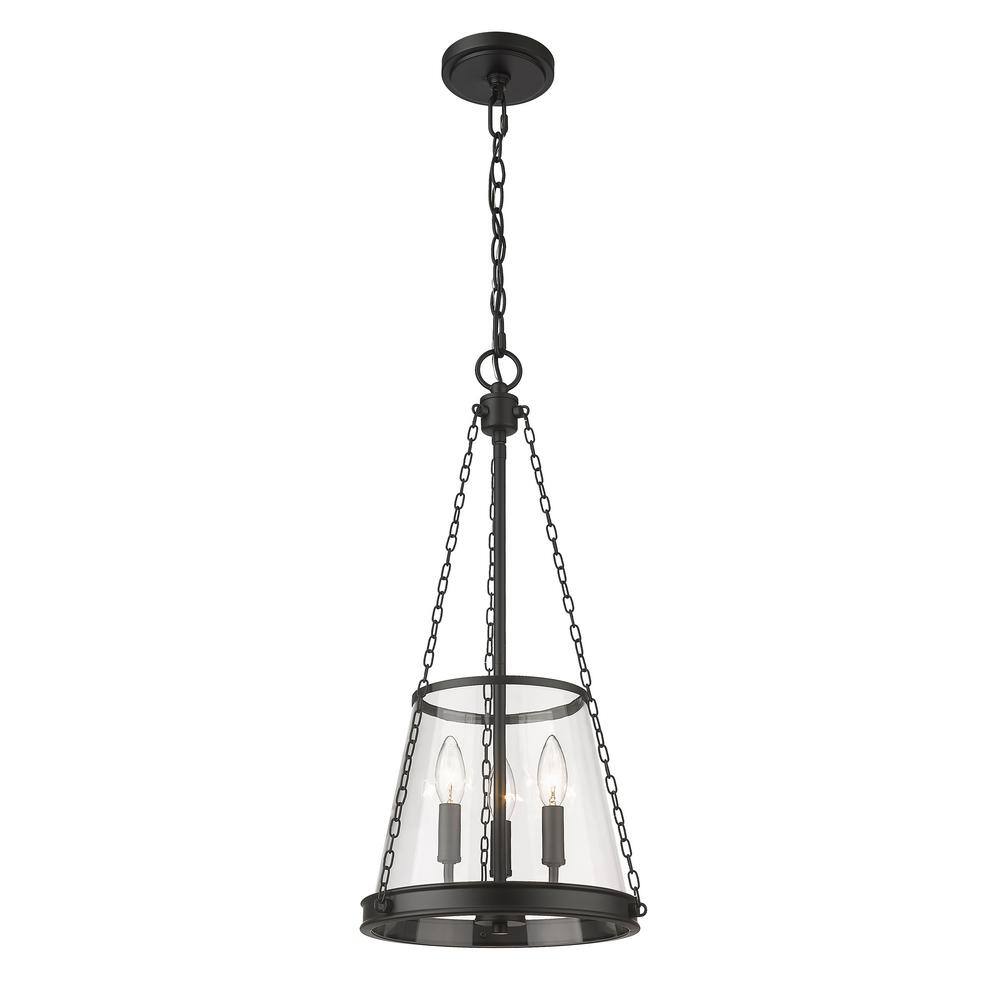 Prescott Matte Black Mini Drum Pendant with Nickel Accents