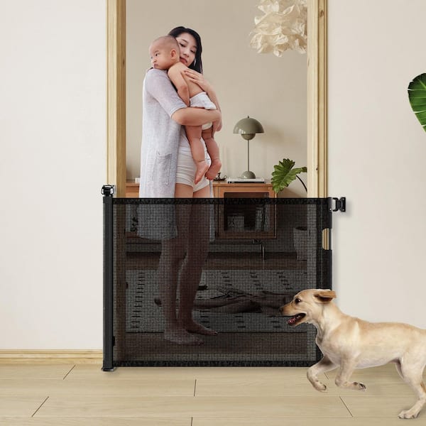 Retractable Pet and Baby Gate, 33 in. Tall Mesh Baby Gate, Extends up to 55 in. Wide Retractable Gate