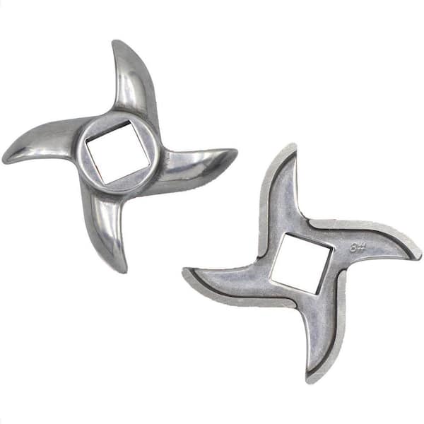 2-Pack Meat Grinder Blades with Hardened Steel Construction, 8# Size, 54mm Diameter, 10.5mm Square Hole