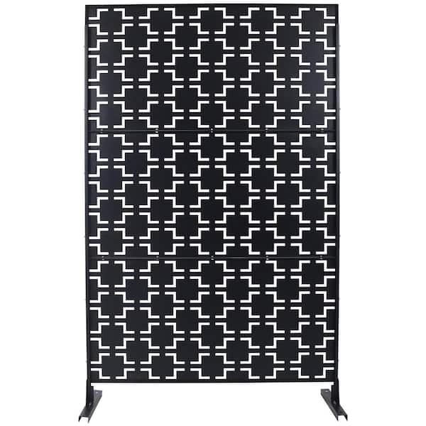 Sudzendf Outdoor and Indoor Freestanding Decorative Privacy Screen Metal Privacy Screen, Fence Panels in Black