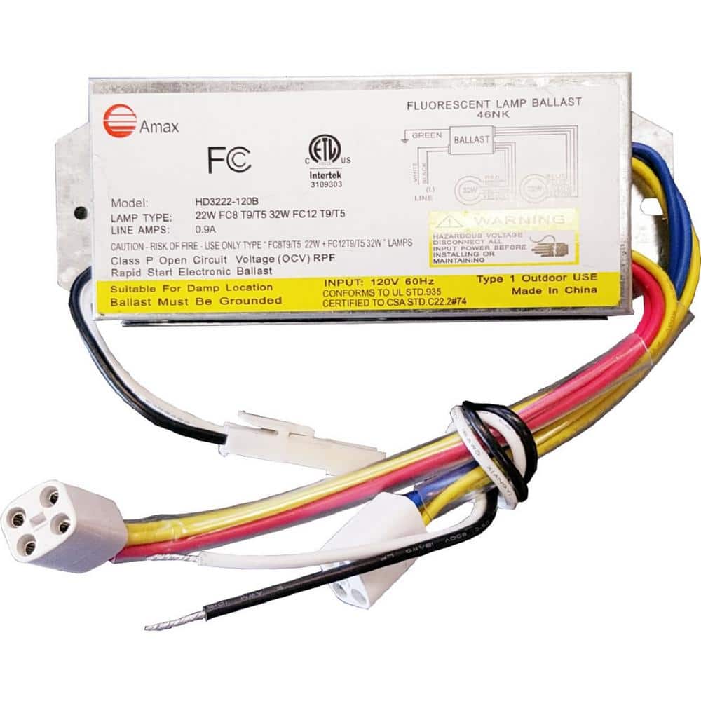 Amax Lighting 120-Volt 6.31 in. Electronic Ballast 2 Lamps FC8T9/T5 and FC12T9/T5