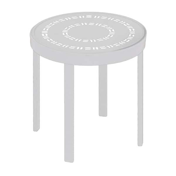 Unbranded Marco Island 18 in. White Round Commercial Aluminum Patio Side Table