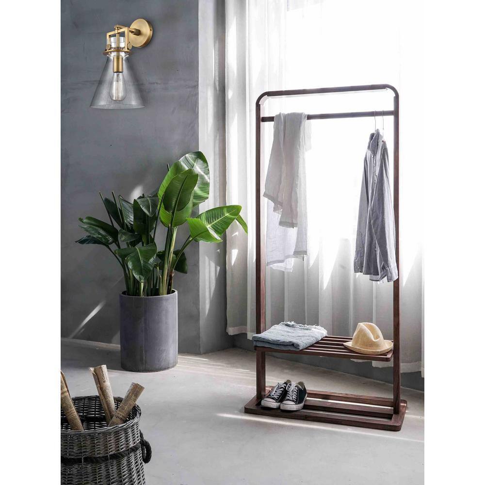 Newton 14" Brushed Brass Wall Sconce with Clear Glass Shade