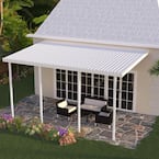 20 ft. x 12 ft. White Aluminum Attached Solid Patio Cover with 4 Posts (10 lbs. Live Load)