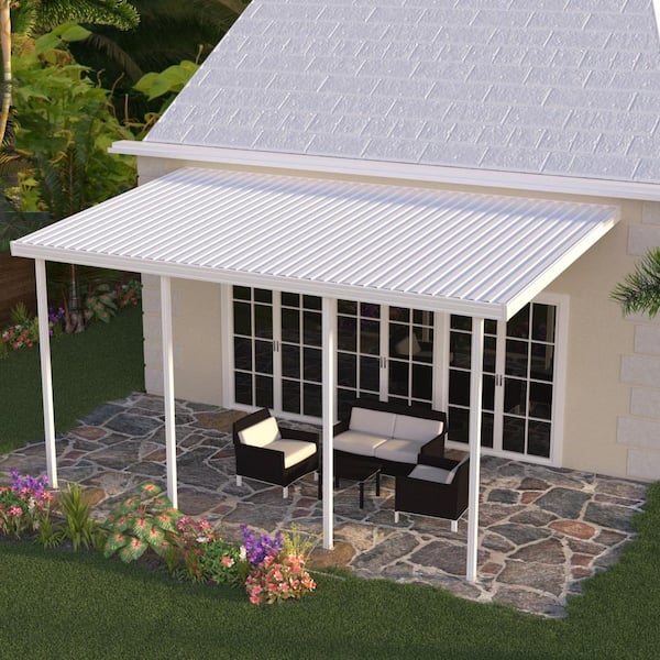 Integra 20 ft. x 12 ft. White Aluminum Frame Patio Cover, 4 Posts 10 lbs. Snow Load